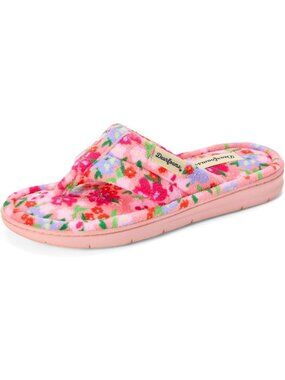 Women's Pink Flowers Melanie Colorblocked Microfiber Terry Thong Slipper Shoes